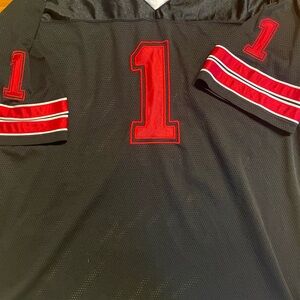 Snap On Black Mesh Jersey with Red Number 1 Appliqué